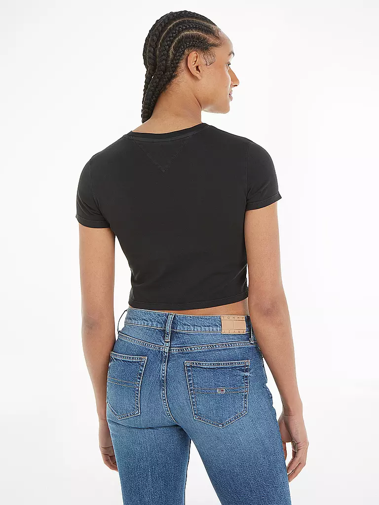 TOMMY JEANS T-Shirt Cropped Fit schwarz