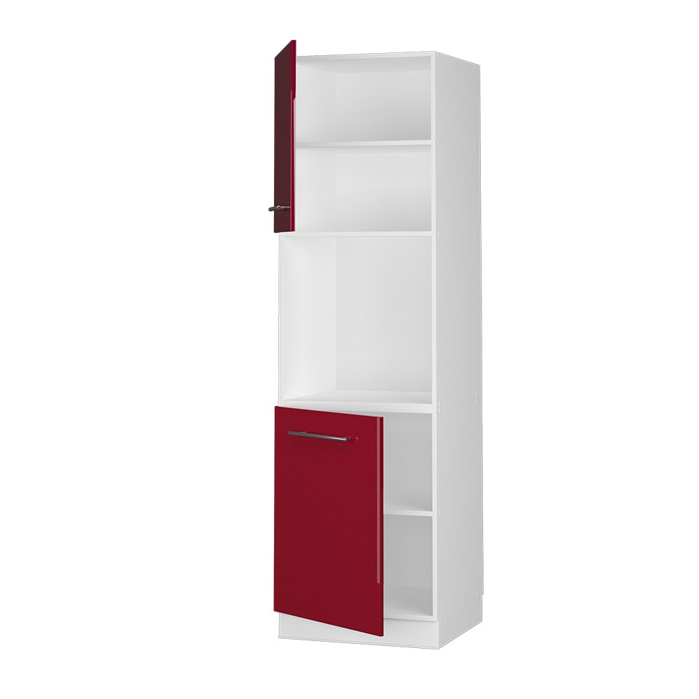 Vicco Herdumbauschrank Küchenschrank Küchenmöbel Fame-Line Weiß Bordeaux Rot 60 cm modern Hochglanz Küche Einbauküche Blende Herdschrank Hochschrank Küchenzeile Drehtür Einlegeboden