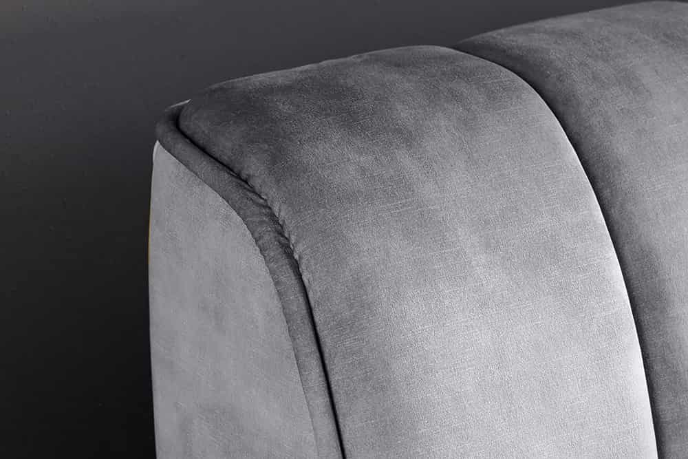 Retro Bett AMSTERDAM 180x200cm grau Samt schwarz Metall Polsterbett