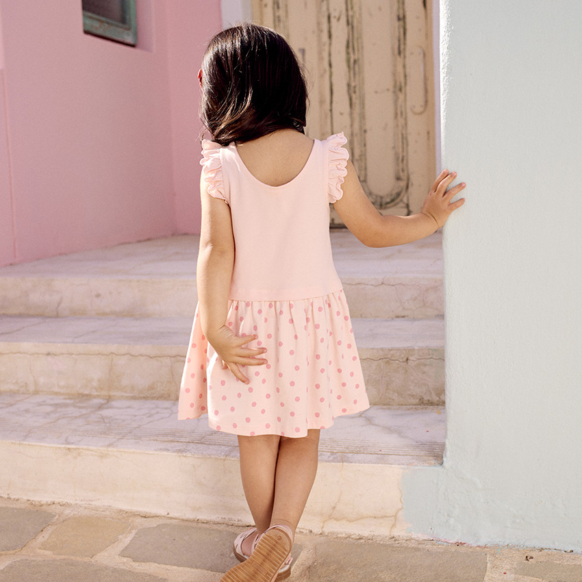 Robe manches courtes volantées effet 2 en 1 pour bébé fille