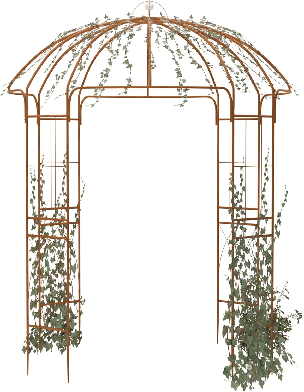 CLP Gartenpavillon wetterfest Keira, Rosenbogen mit Rankhilfe, 270x200 cm, Stahlgestell pulverbeschichtet, stabil & dekorativ für Terrasse, Farbe:braun