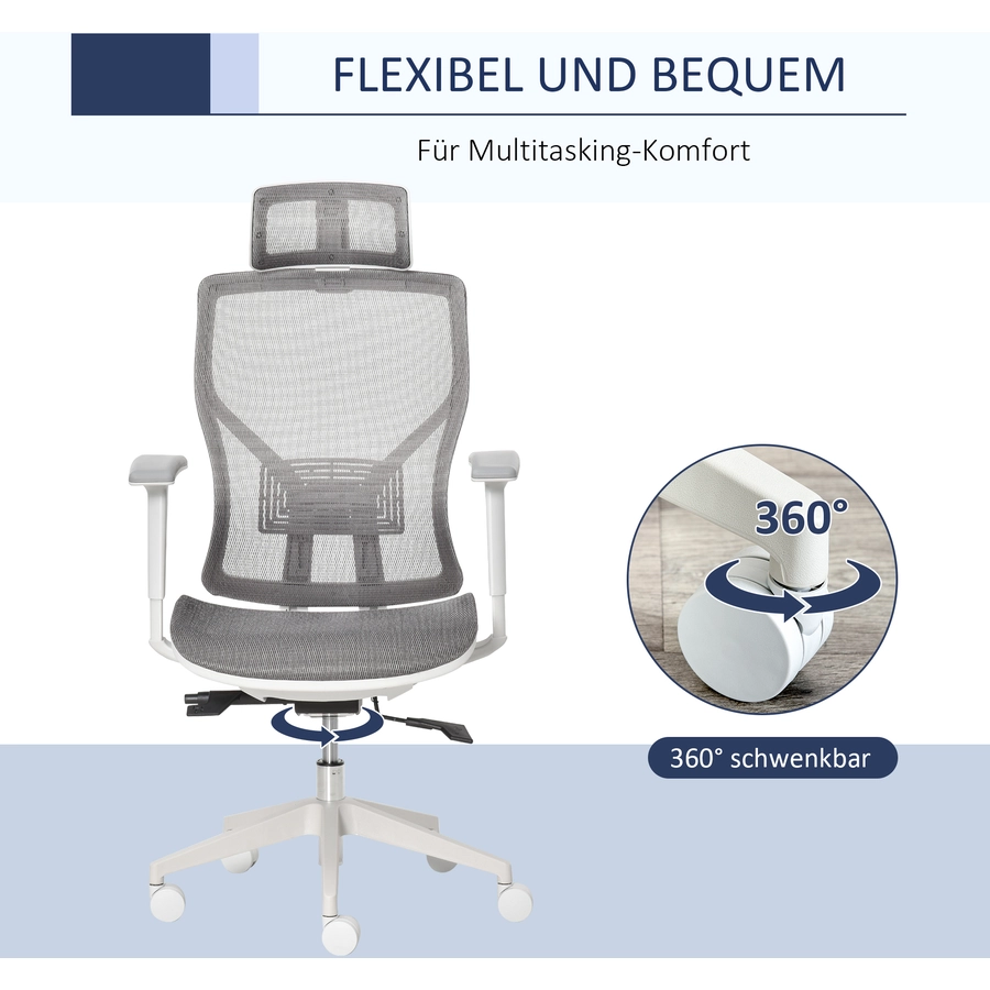 Vinsetto Bürostuhl ergonomisch geformt, high-end gaslift Grau