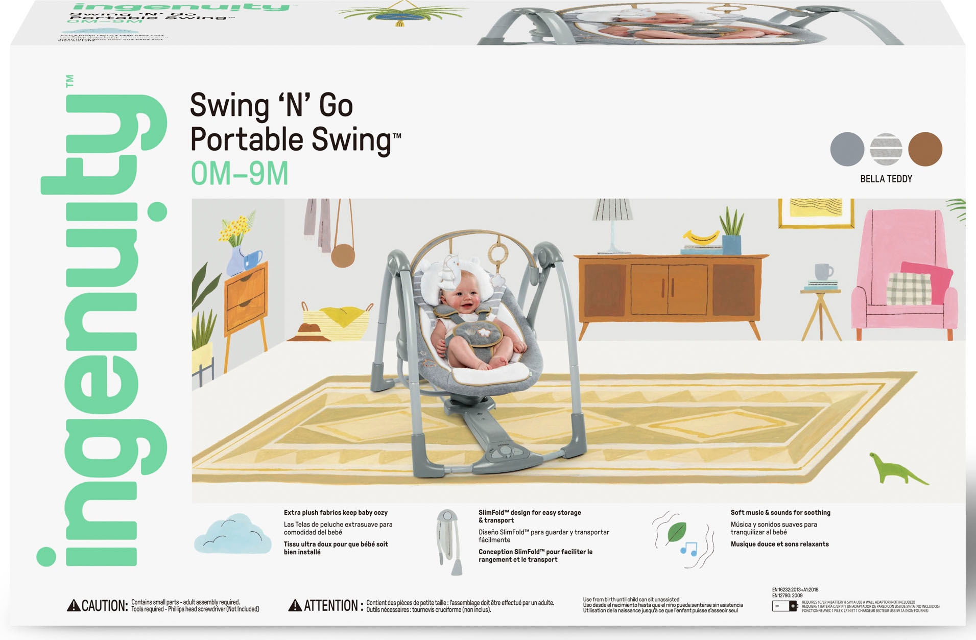 ingenuity Babyschaukel »Swing'n' Go, Bella Teddy« bis 9 kg tragbar