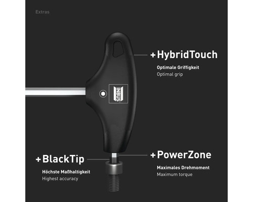 INBUS® 70129 T-greep schroevendraaierset, 8-delig, 2–10 mm, met HybridTouch