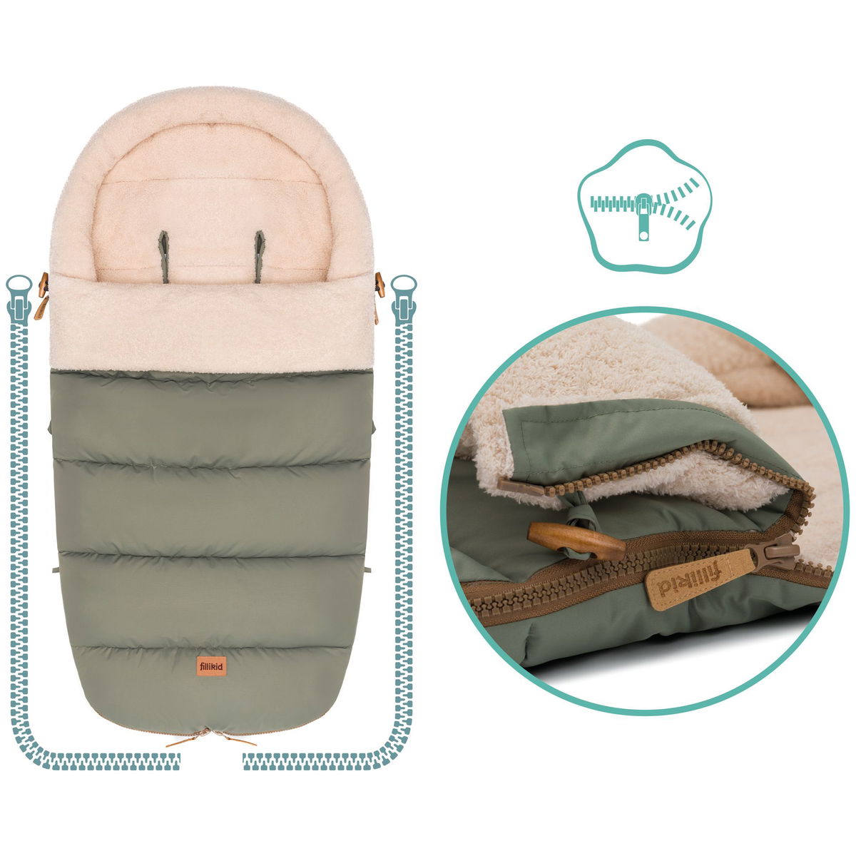 fillikidfillikid   Fusssack Atlas Teddy salbei