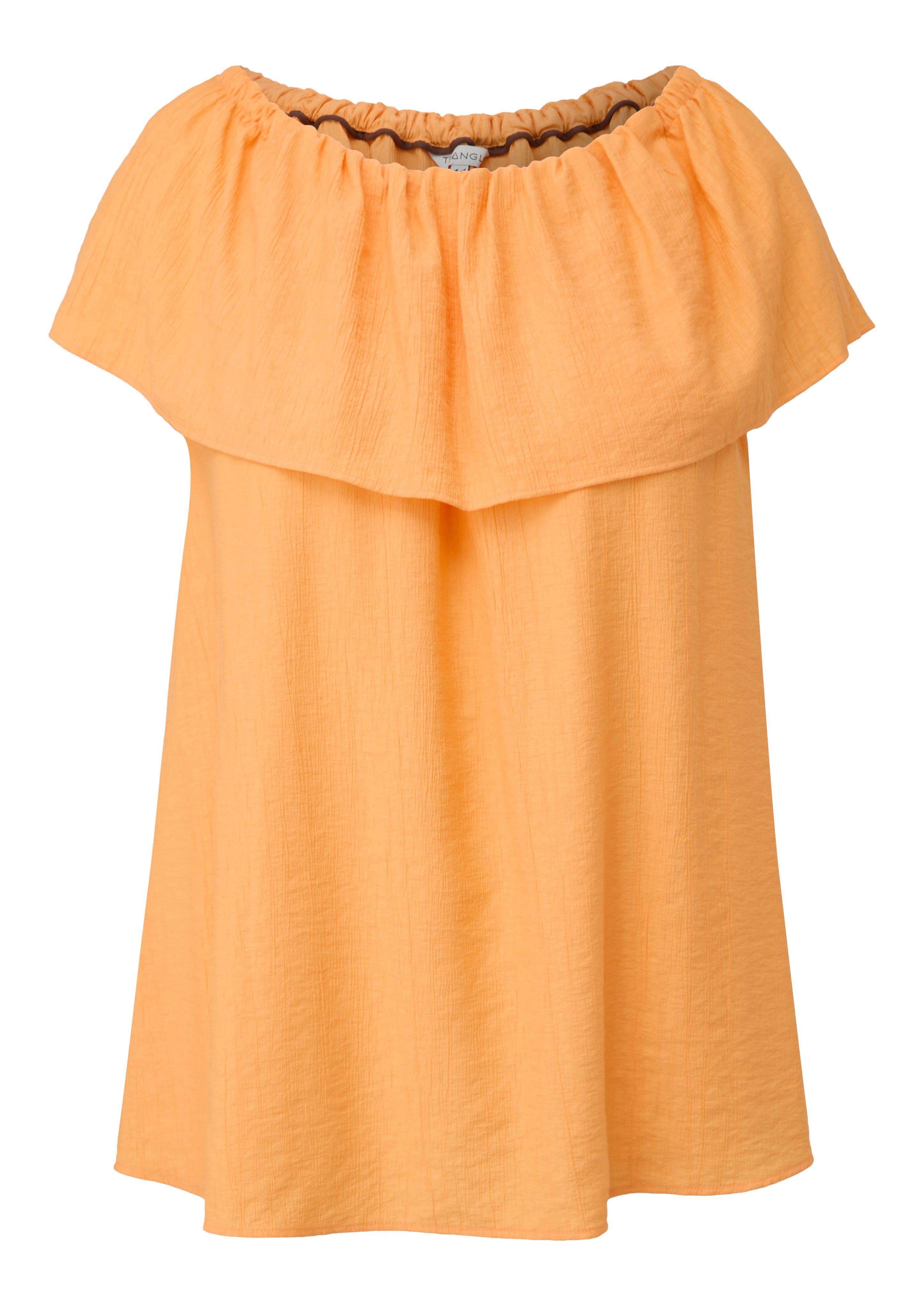 Ärmellose Bluse mit Carmenausschnitt