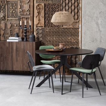 WOOOD eettafel Bruno zwart MDF ø 120 cm
