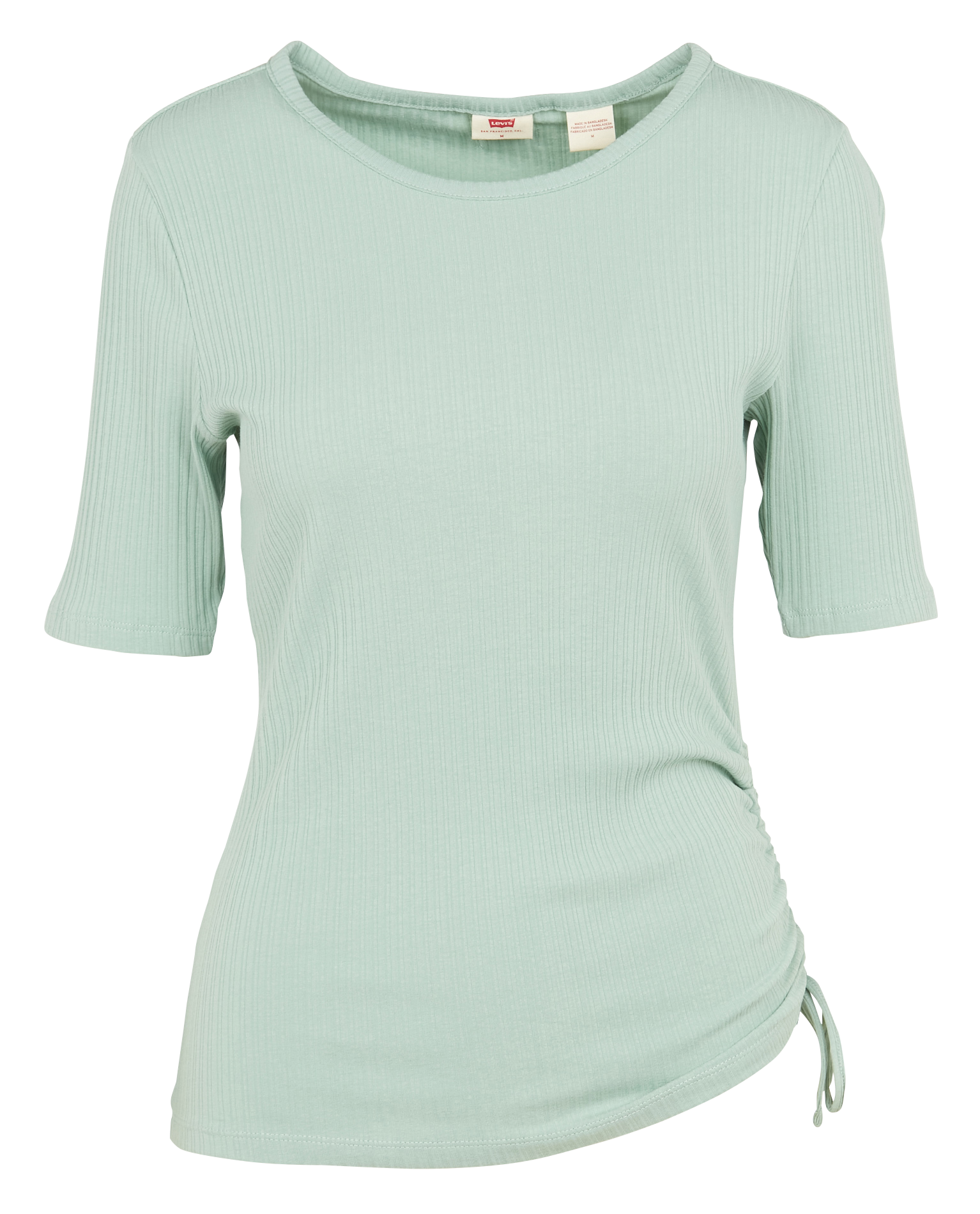 SIDE TIE SS - Top col rond en coton mélangé| Vert