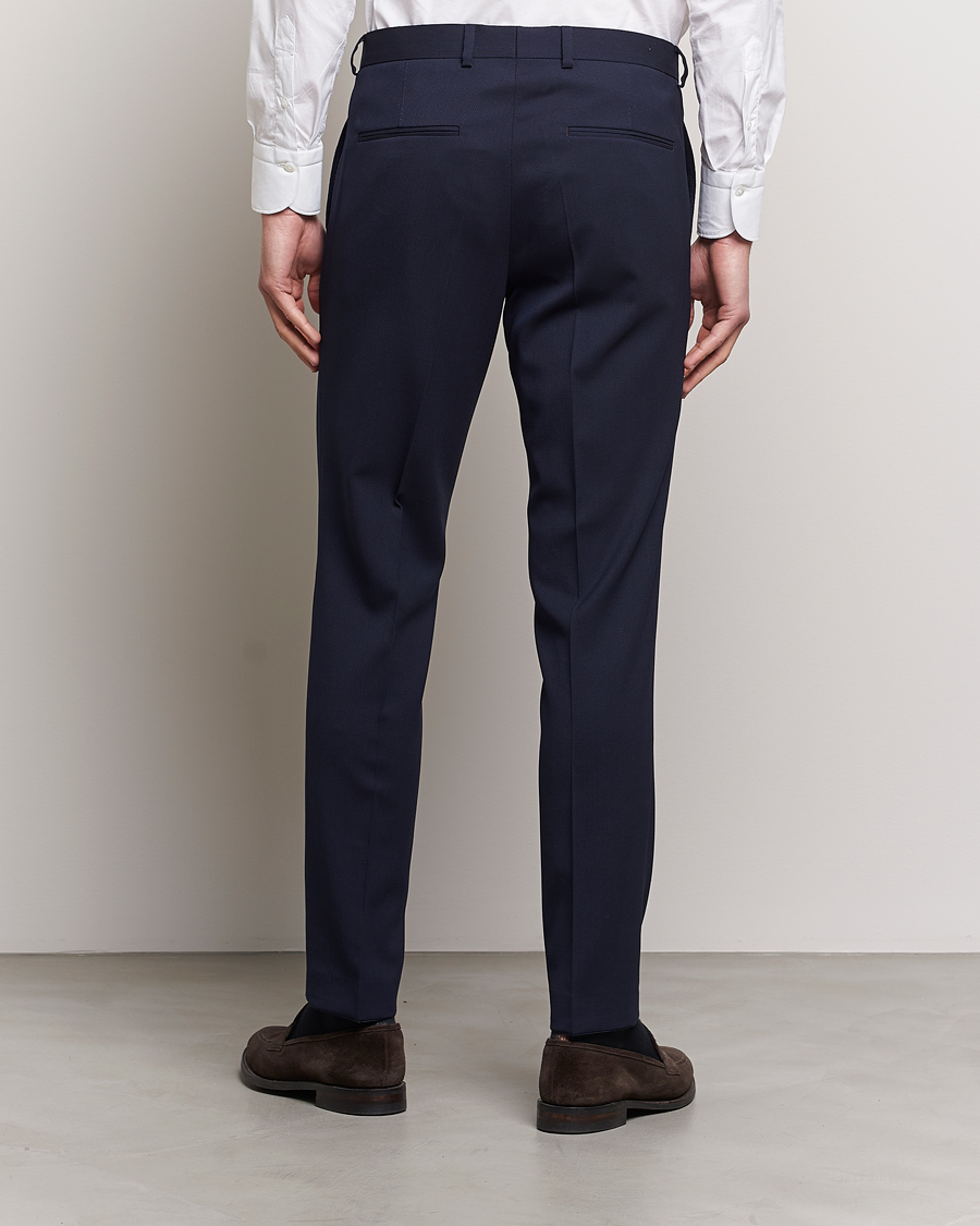 Oscar Jacobson Denz Structured Wool Trousers Blue