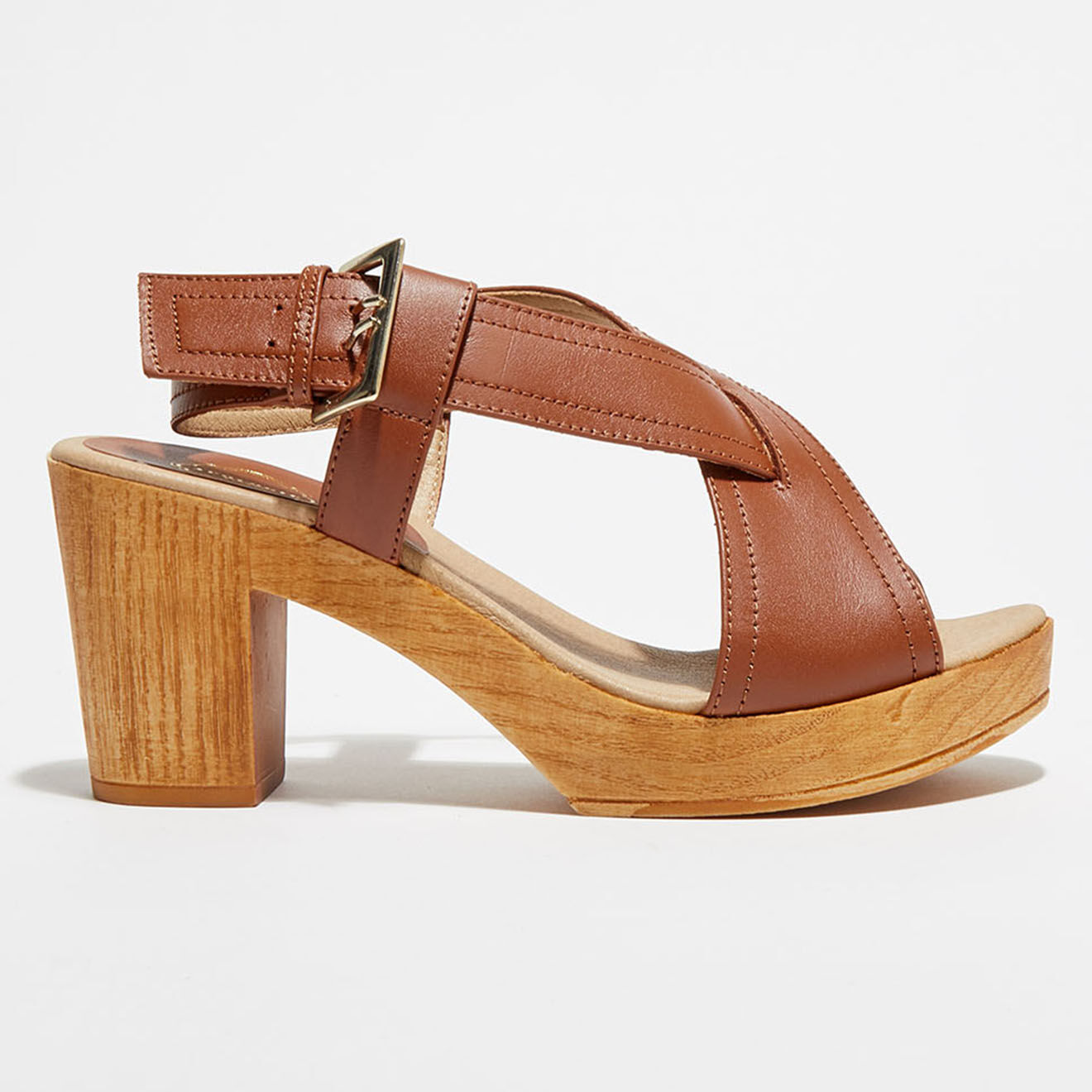 Apologie Studio Sandales en Cuir Layla marron - Talon 8 cm