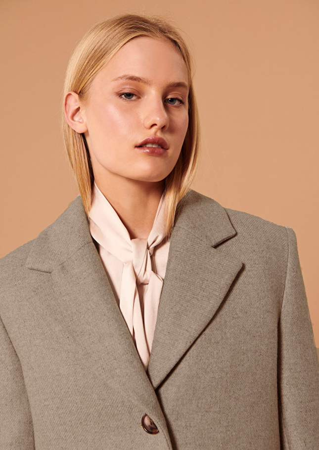 Manteau Mattiebeige en drap caban