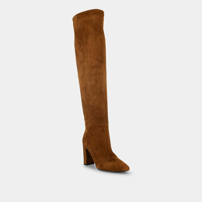 Cuissardes à talons  en velours marron