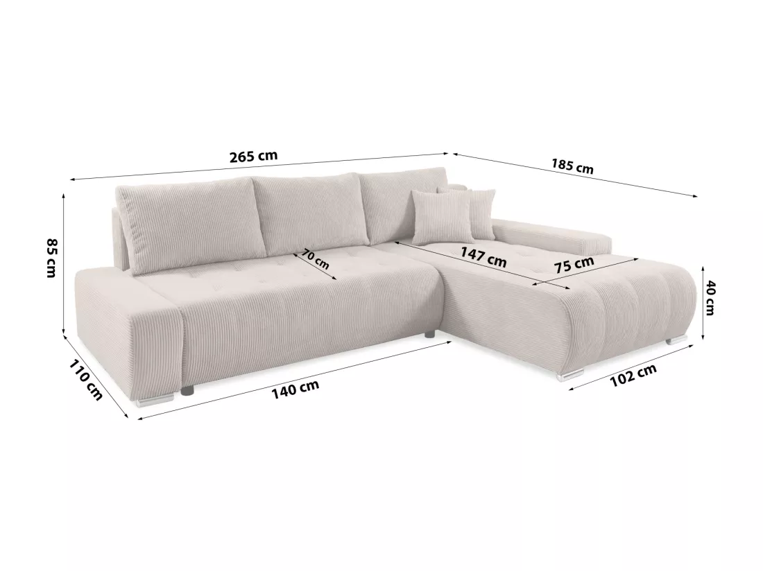 CANAPÉ D'ANGLE avec coffre de rangement Tragel L, beige