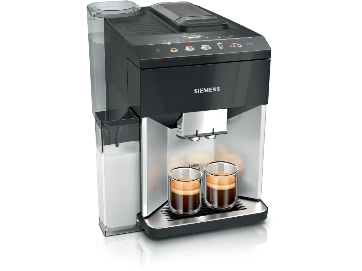 Siemens EQ.500 integral TQ513D01 - Automatisk kaffemaskine med mælkeskummer - 15 bar - daylight silver/piano black