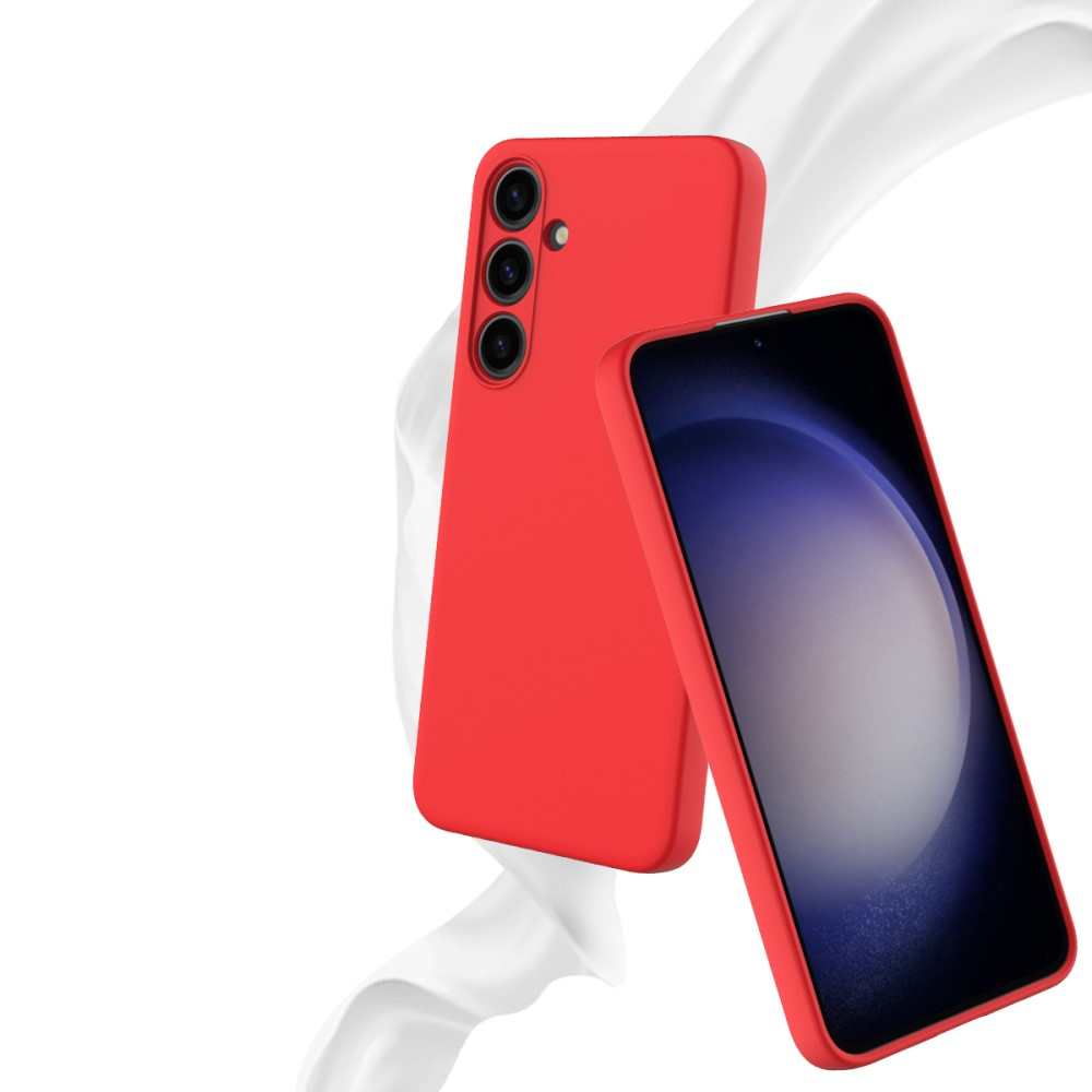 Samsung Galaxy S24 Silikon Case Hülle mit Kameraschutz   Trageschlaufe - Rot