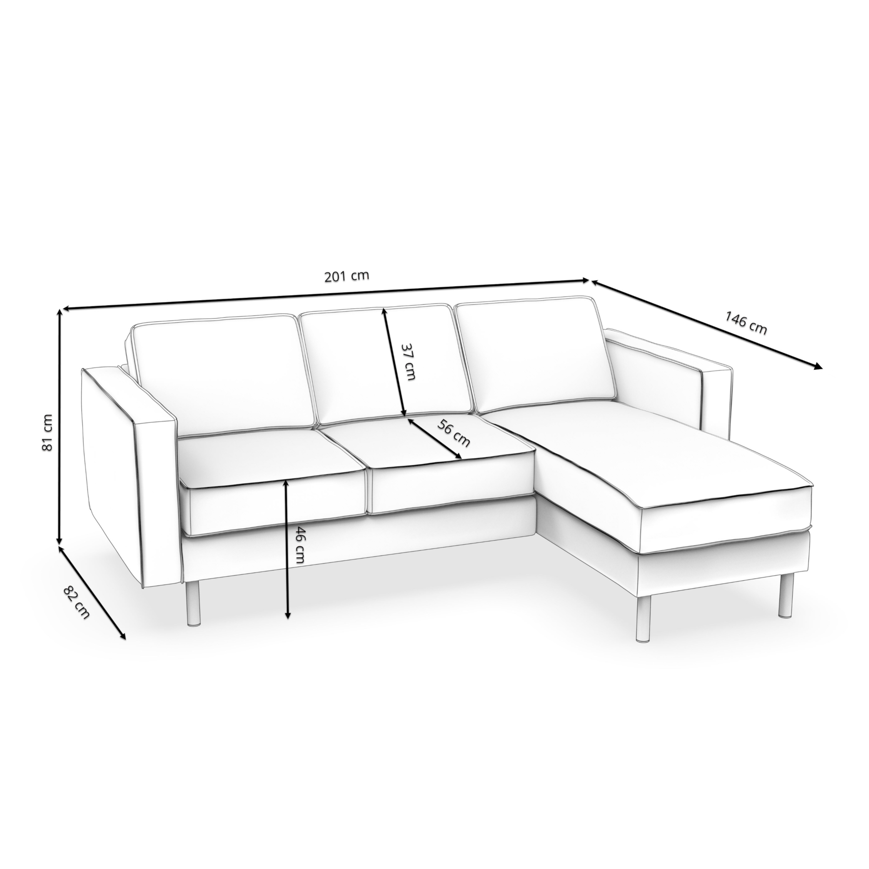 Ecksofa Leder DUKE rechts braun