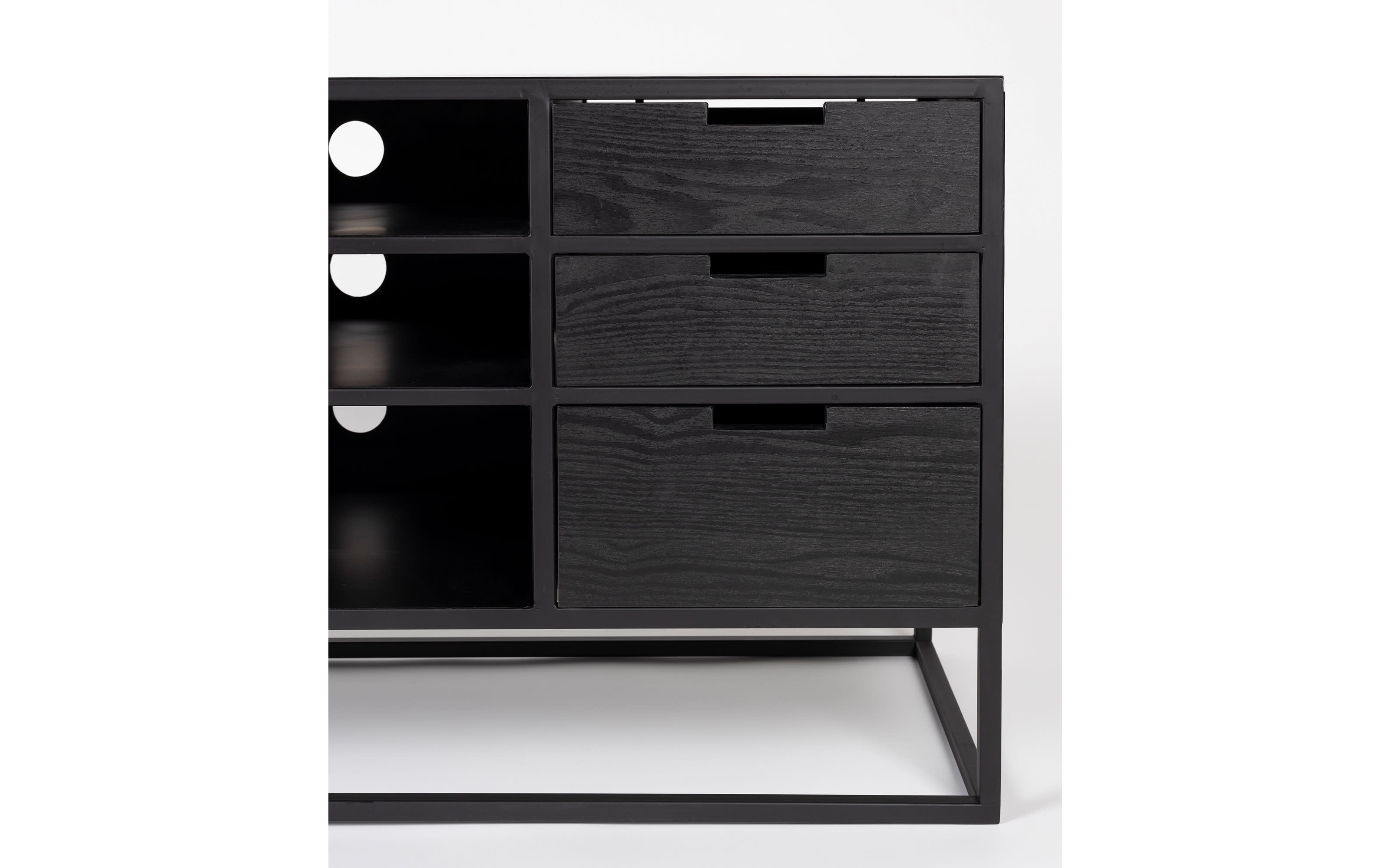 Sideboard Guuji, schwarz, Rattan, 156 cm