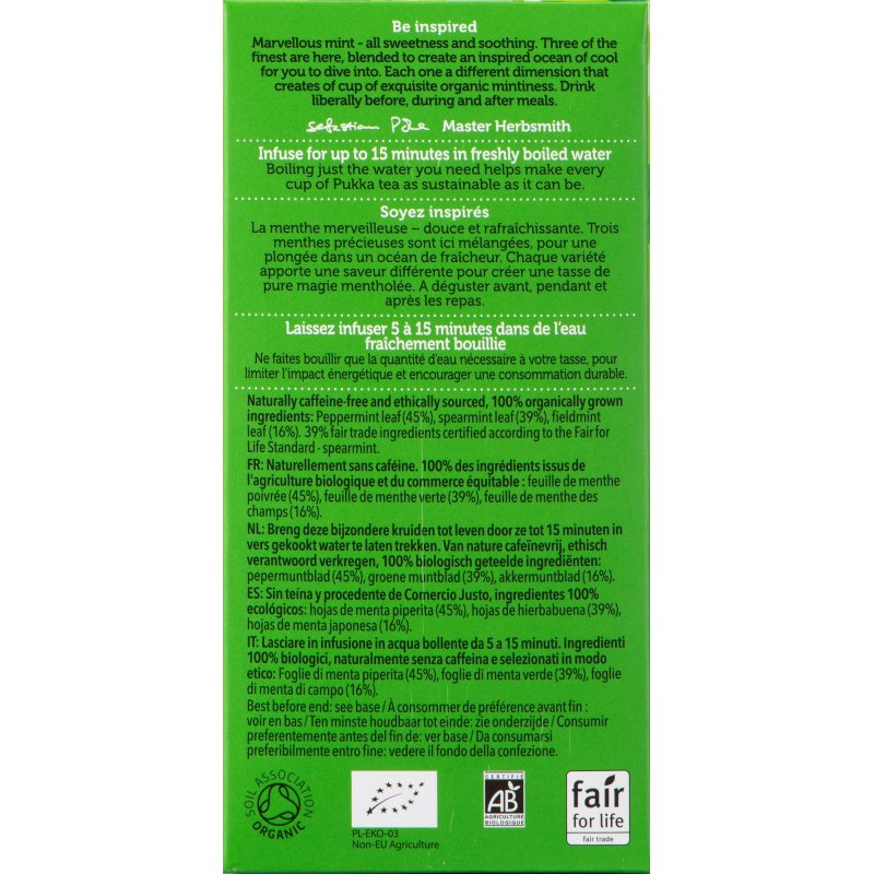 Infusion trois menthes Bio Pukka - Boîte de 20 sachets