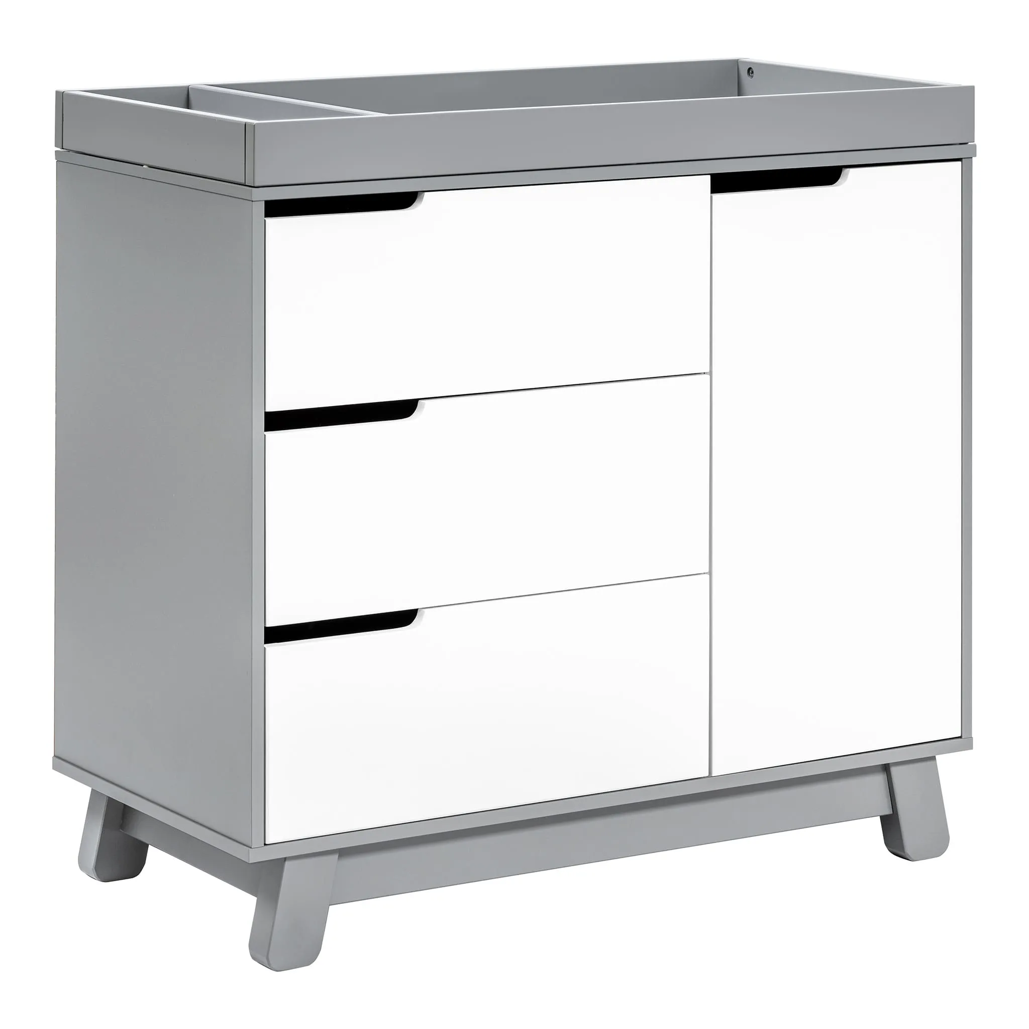 Babyletto Meuble à Langer à 3 Tiroirs Hudson avec Plateau Amovible - Gris  Blanc