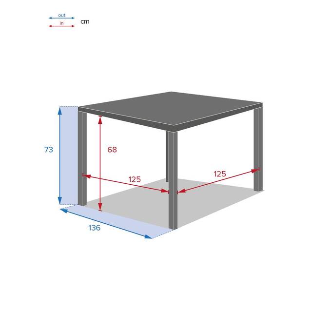 Table de jardin carrée PIAZZA Graphite