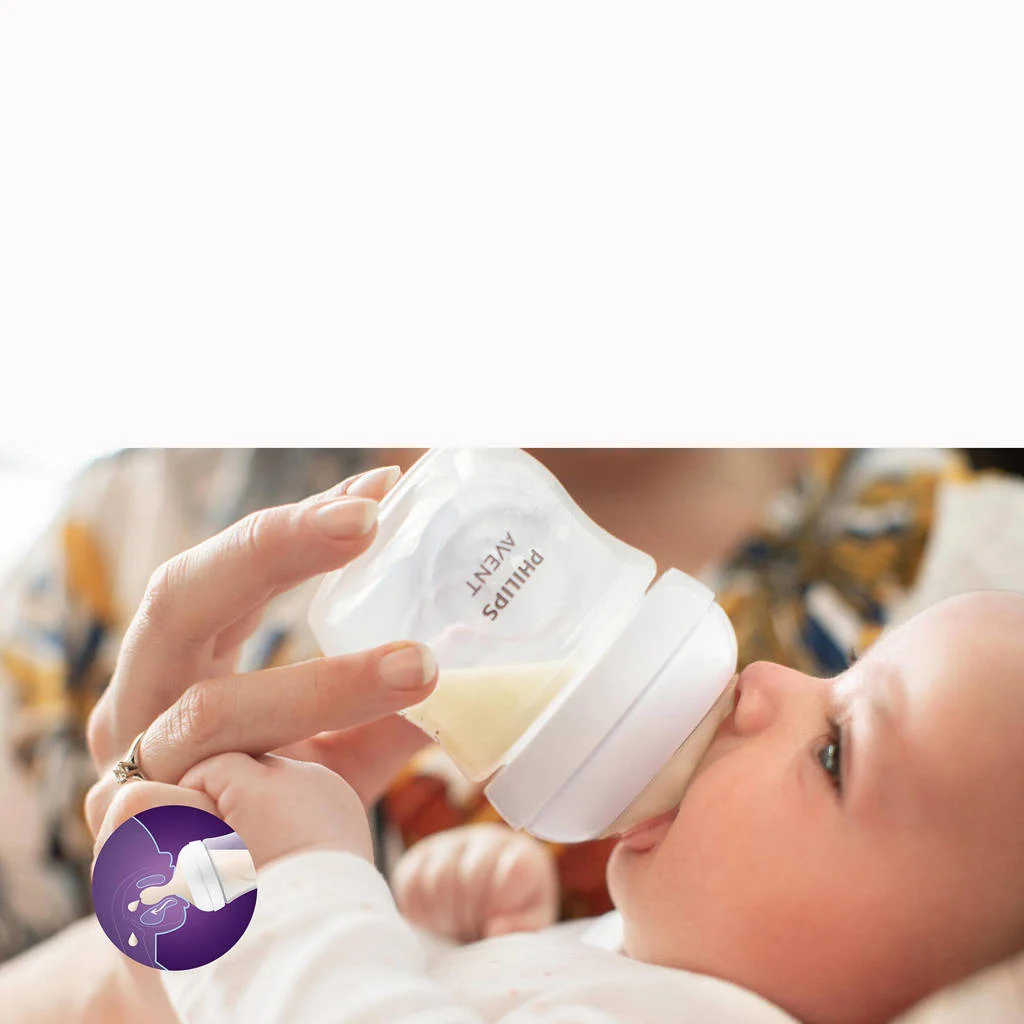Kleine flesNatural Response Babyfles 2x 125 ml 0M+ Snelheid-2 speen SCY900/02