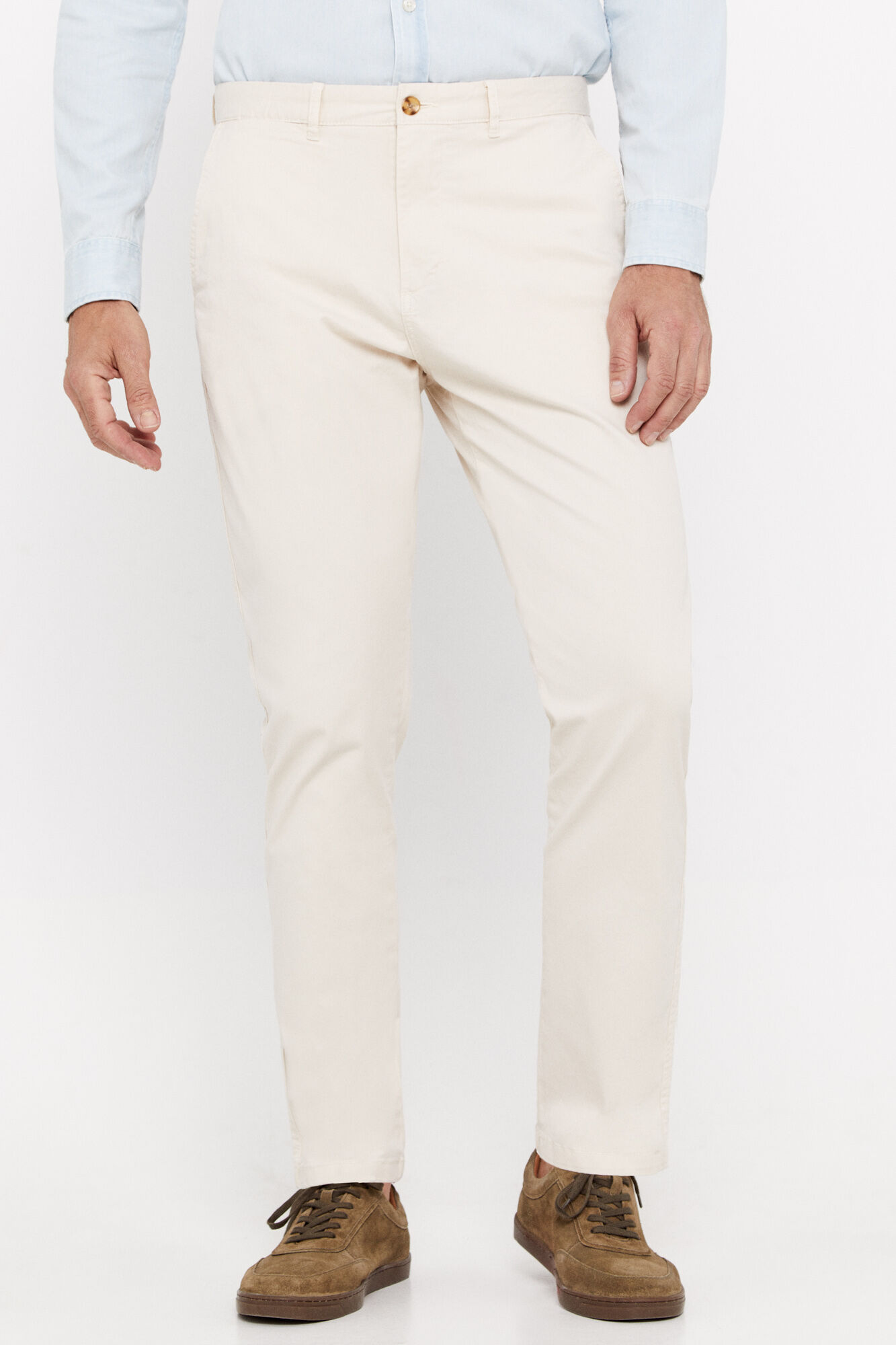 Calça chino leve e de corte justo - Marfim