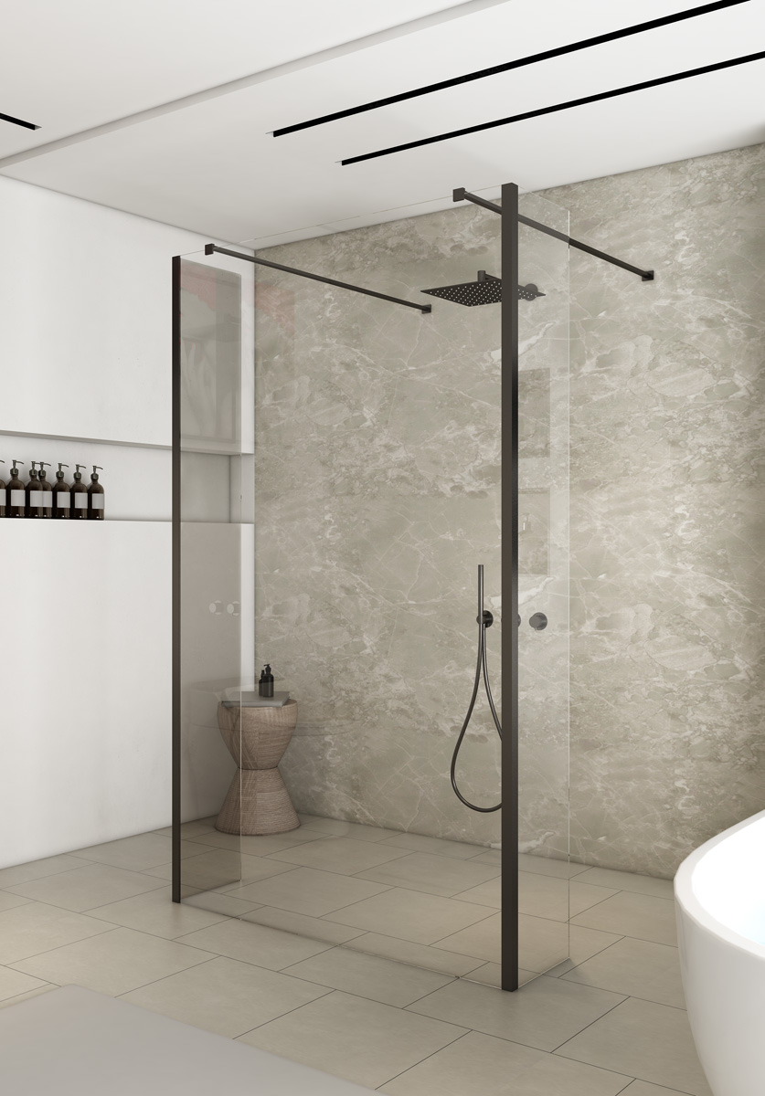 Saniclear Redro vrijstaande douchewand 120cm met zijwanden van 30cm verouderd ijzer - gunmetal