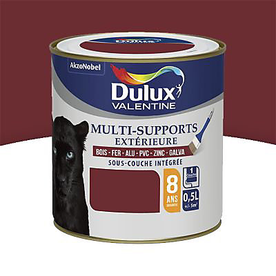 Peinture extérieure multi supports e garantie 8 ans Dulux Valentine satin rouge basque 0,5L
