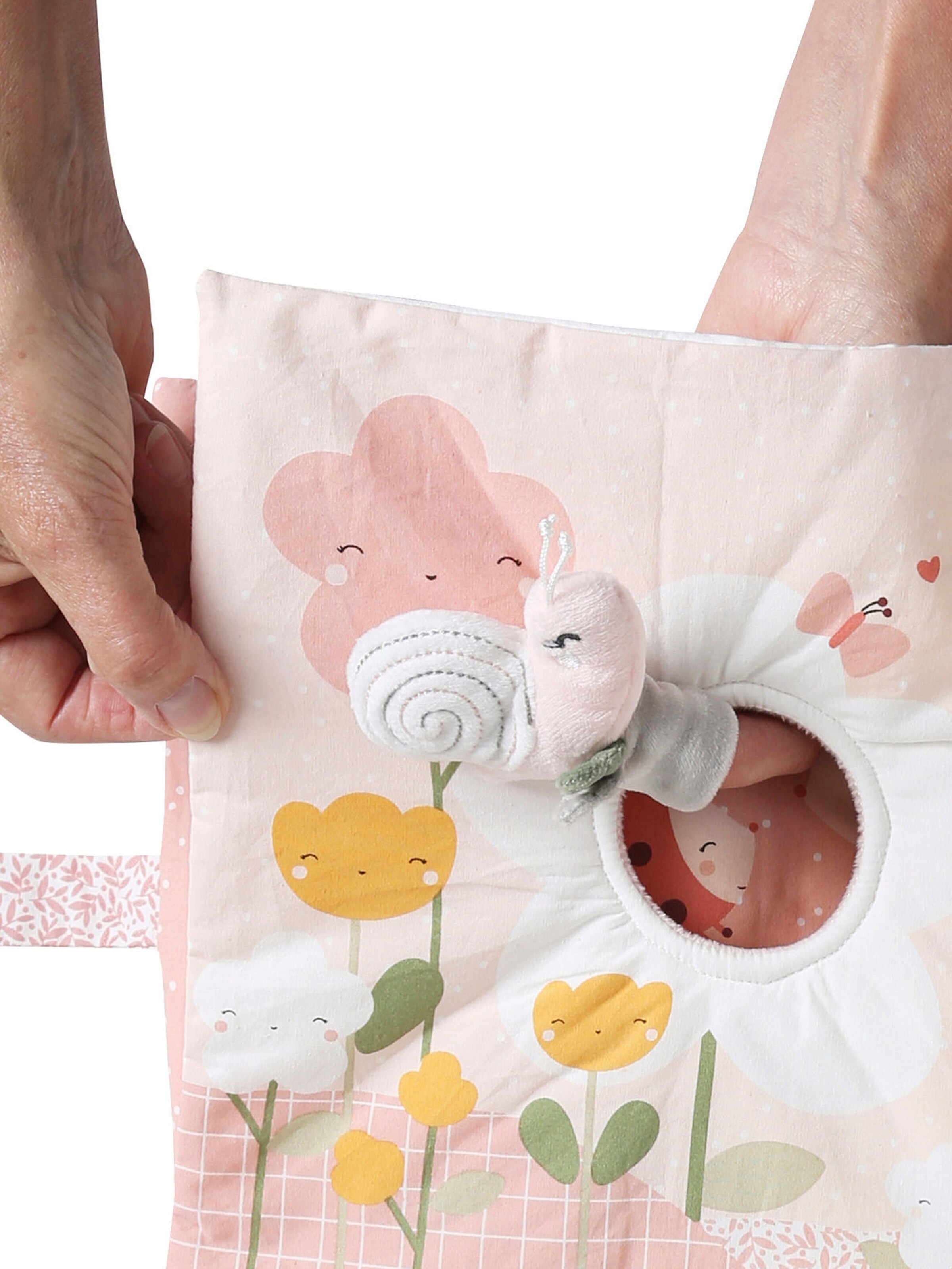 Vertbaudet Baby Stoffbuch mit Plüschtieren ROSA WELT mehrfarbig