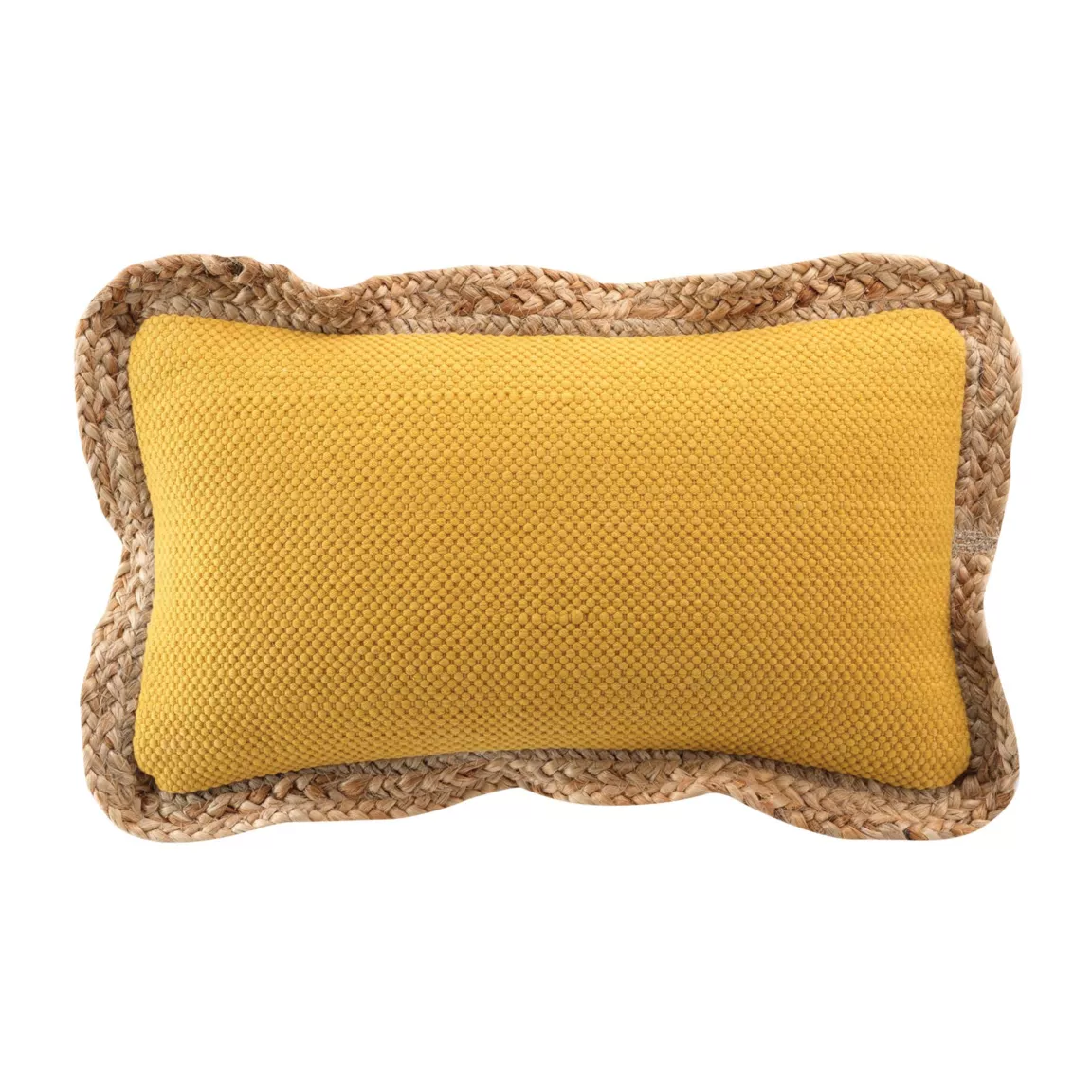 Coussin rectangulaire jute et coton (30 x 50 cm) Akina Jaune ocre