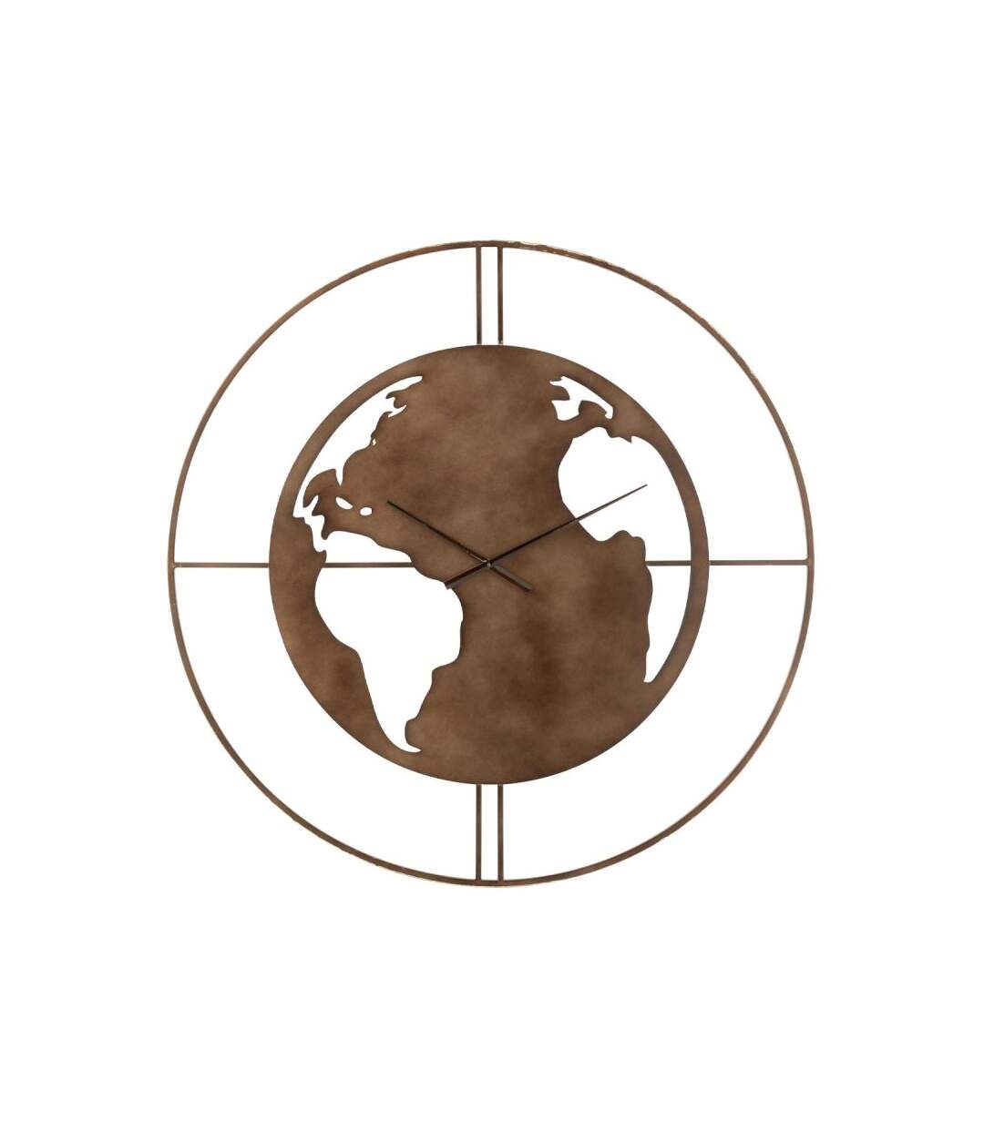 Paris Prix - Horloge Murale carte Du Monde 90cm Marron