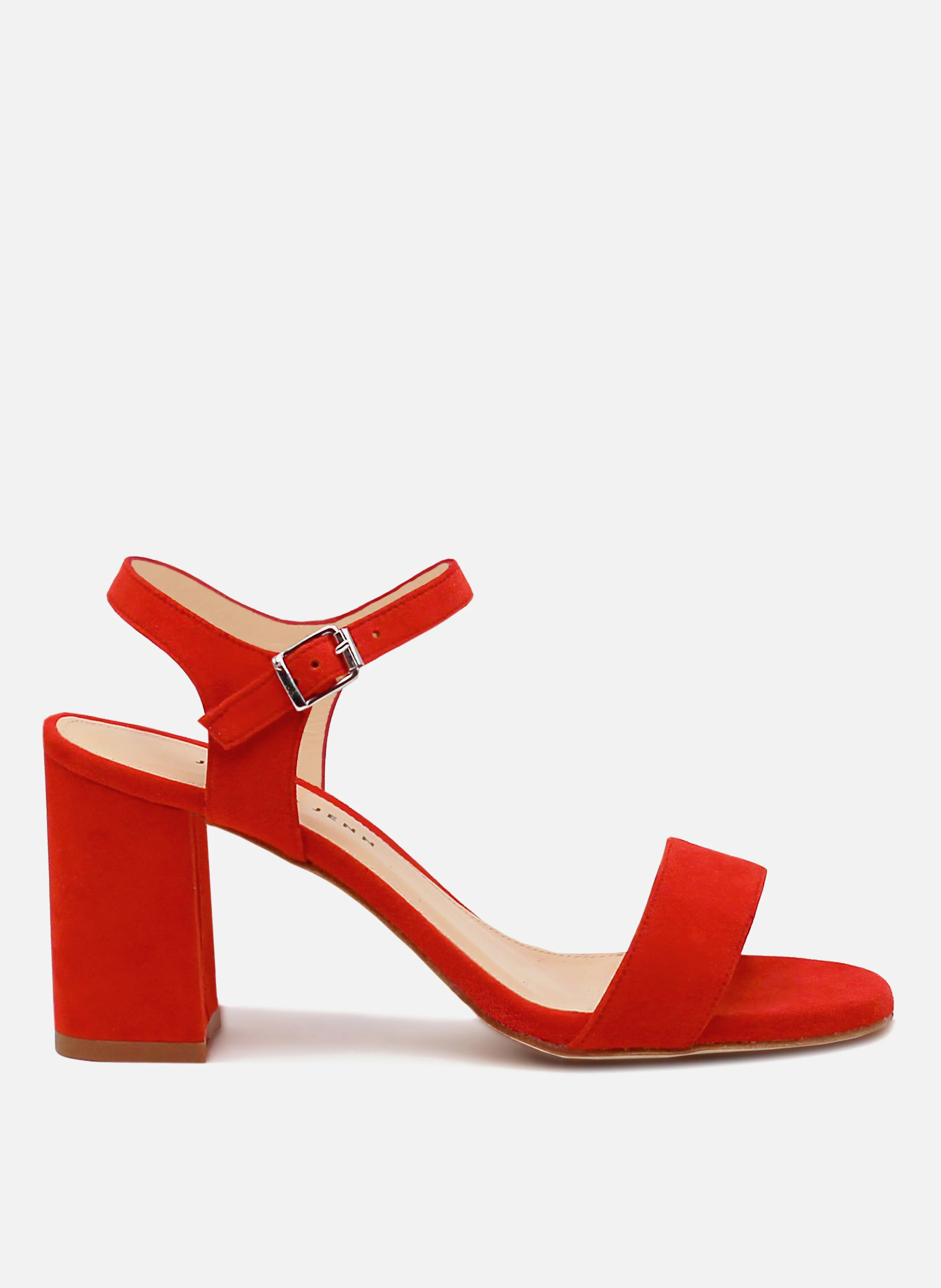 Sandales à talon cuir daim | Rouge