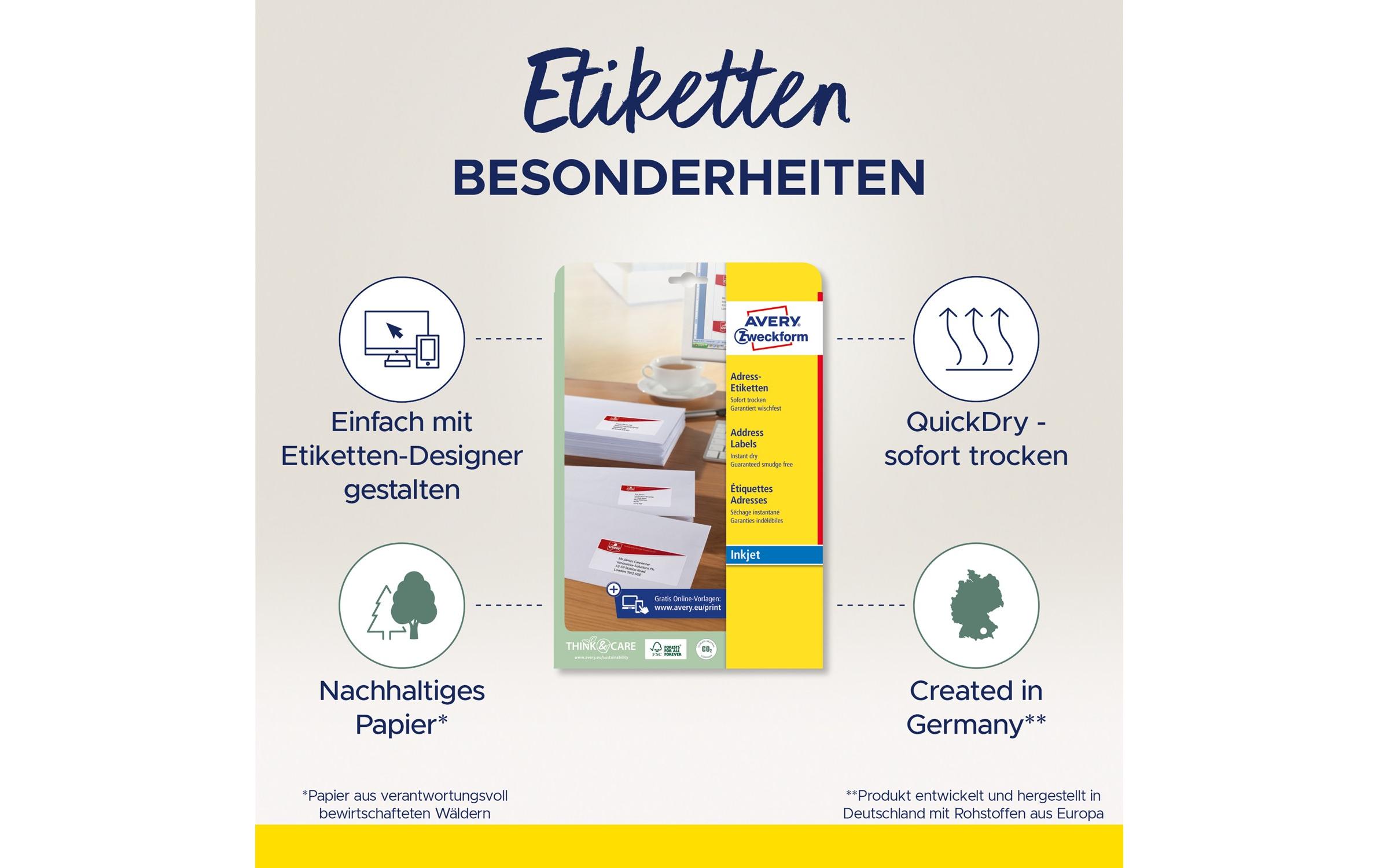 Adressetiketten 63.5 x 38.1 mm, 25 Blatt, WeissUmweltfreundliche Adress-Etiketten