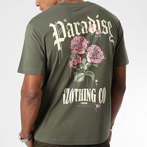 Tee Shirt Oversize Large Paradise Roses Clothing Vert Kaki