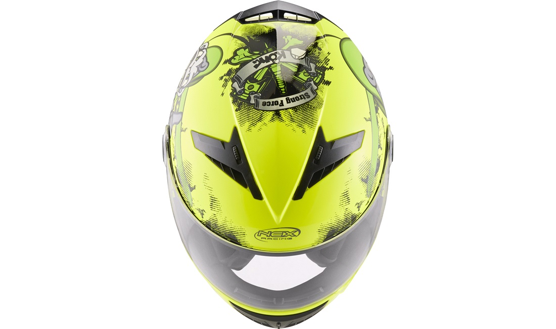 Børnehjelm NEX Racing Kids Kong gul/sort/grøn str. L (53-54cm)