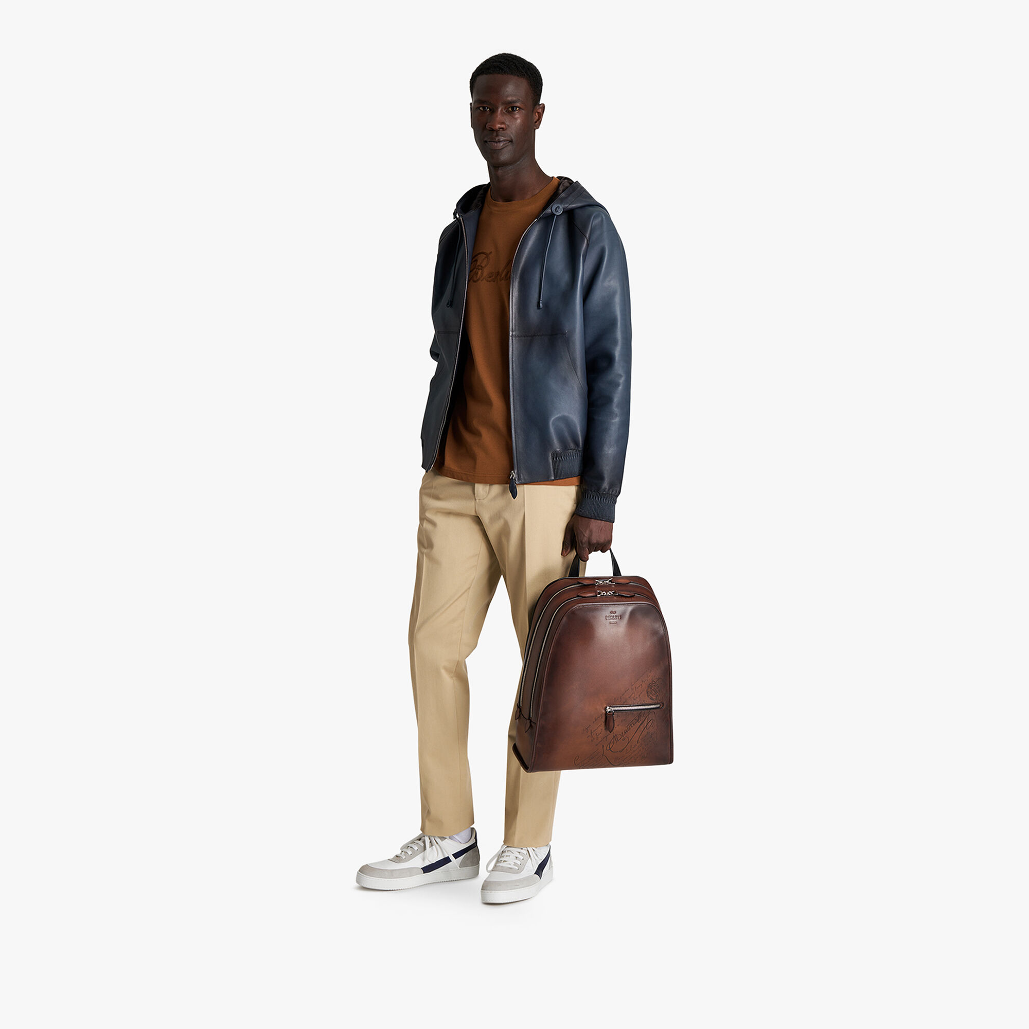 B-Way En Cuir Patine