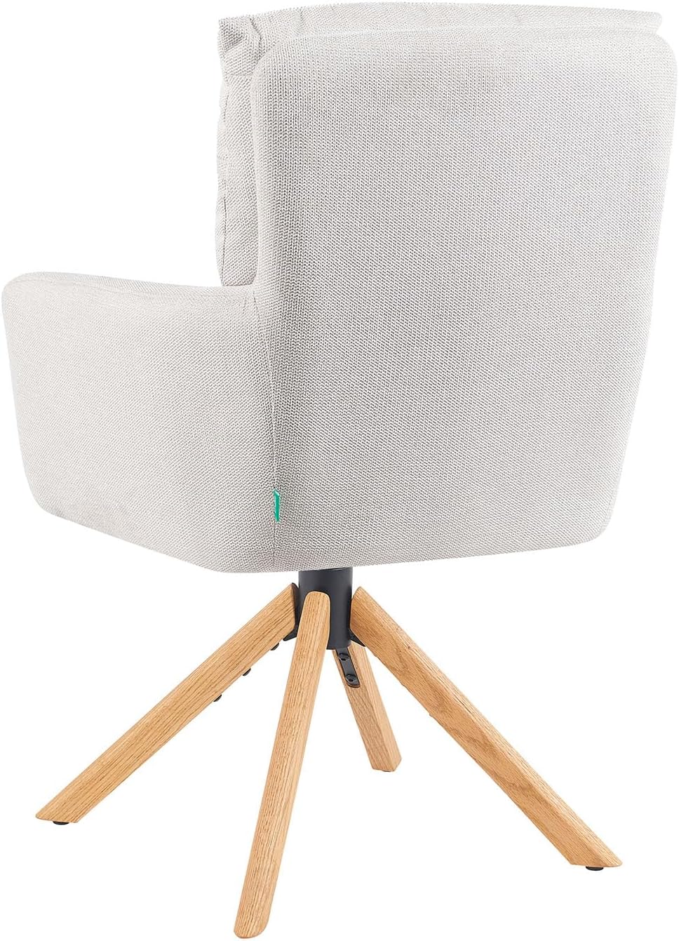 DUBI Möbel Esszimmerstühle 2er Set 360° drehbar mit Rückstellfunktion, Taschenfederkern, hoher Sitzkomfort, bis 150 kg belastbar, Stoff Creme, Eiche Massivholzgestell geölt (Natur), Mika-Jule