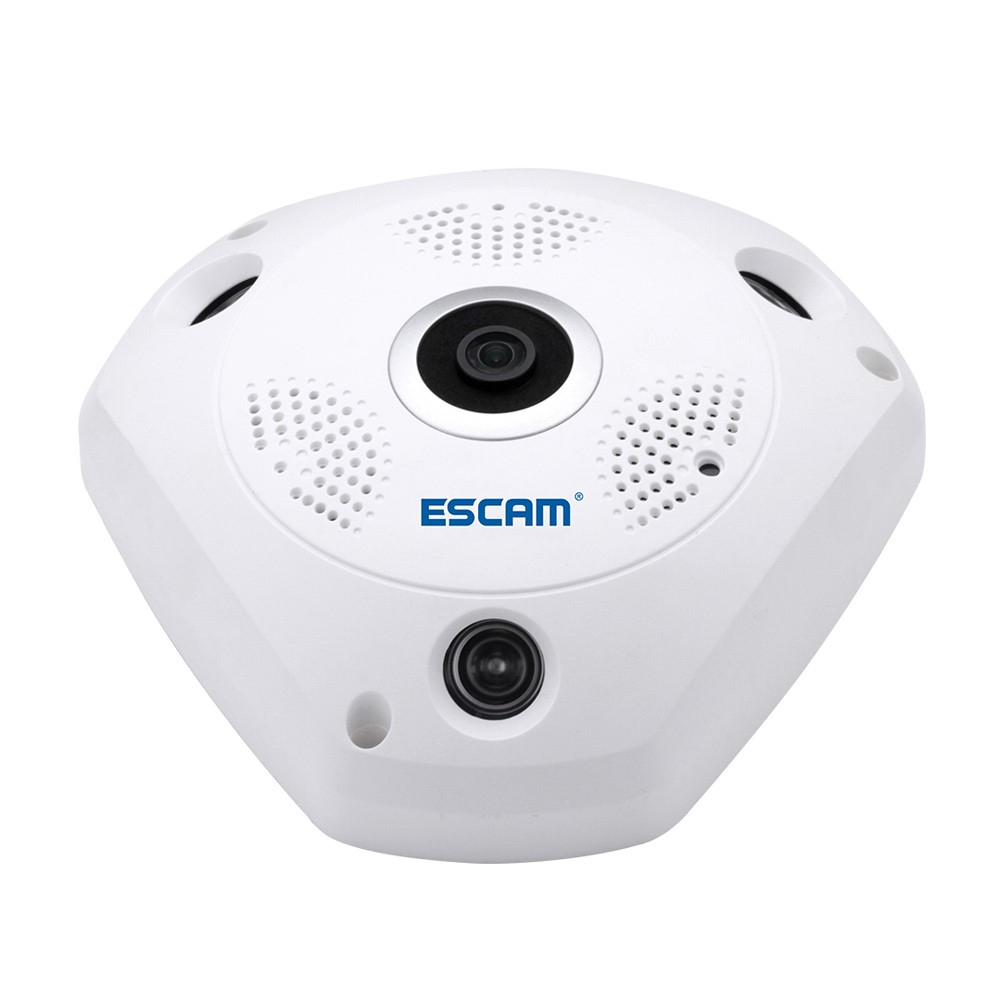 1.3MP VR Panorama WiFi IP Kamera FullHD 360° Fisheye Infrarot LED's Nachtsichtfunktion / Micro SD für iOS/Android - Weiss