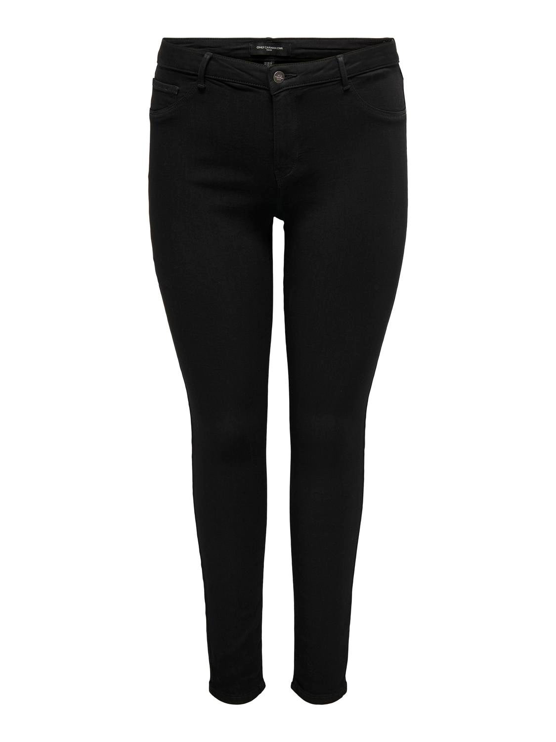 CARTHUNDER Mittlere Taille Skinny Fit Jeans Black