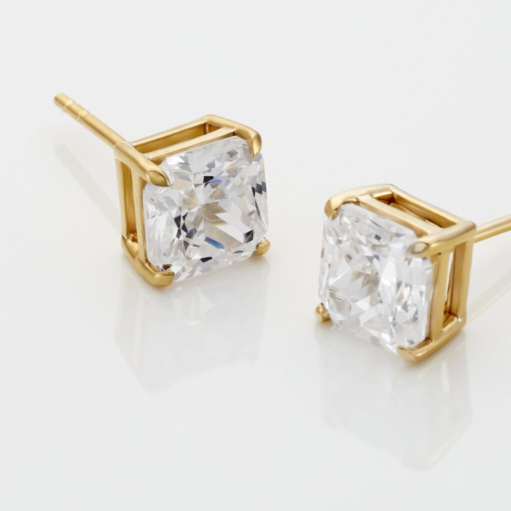 Boucles D'oreilles Puces Doreen Carre Or Jaune Oxyde De Zirconium