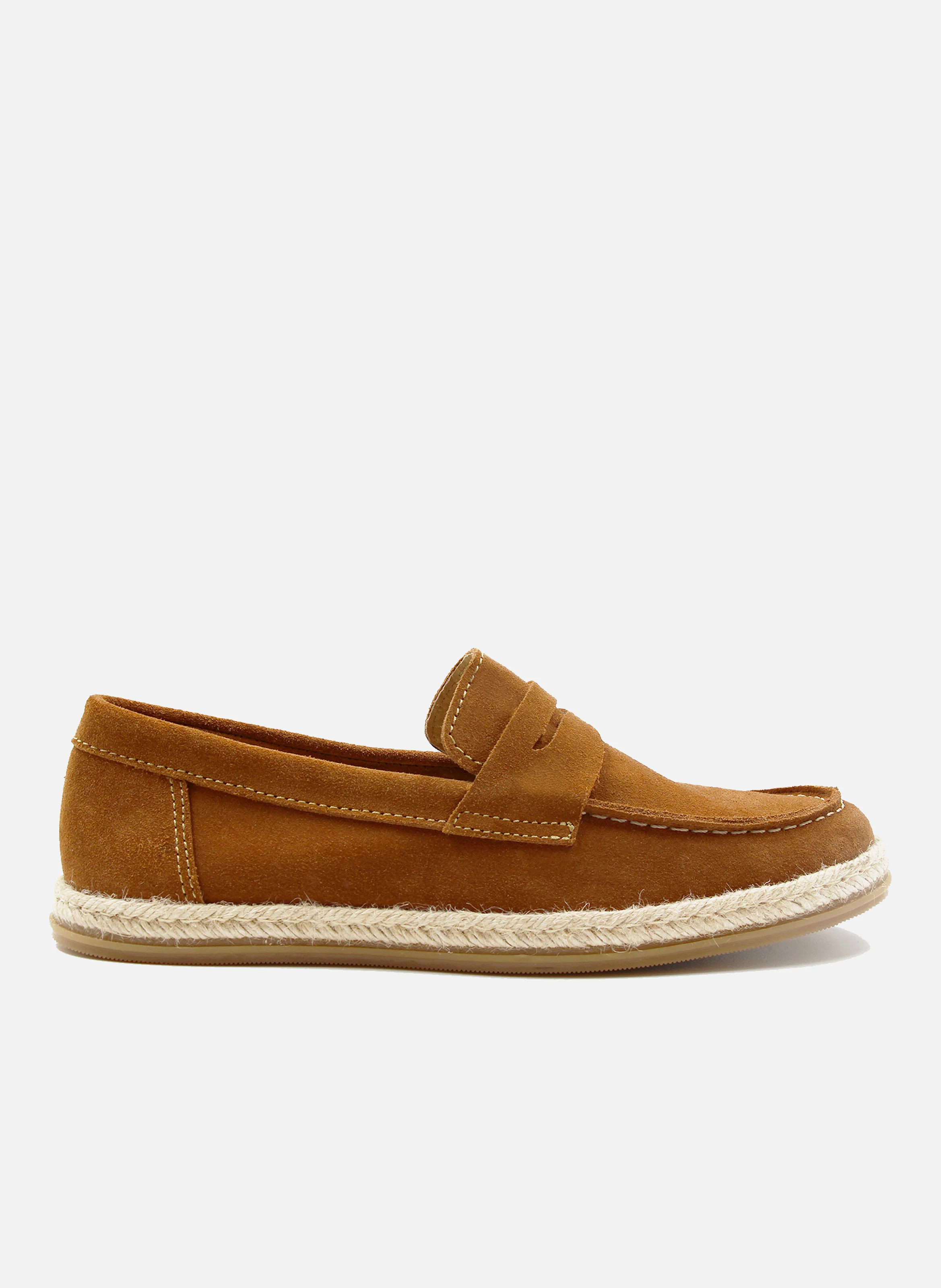 Mocassins espadrille cuir daim | Marron