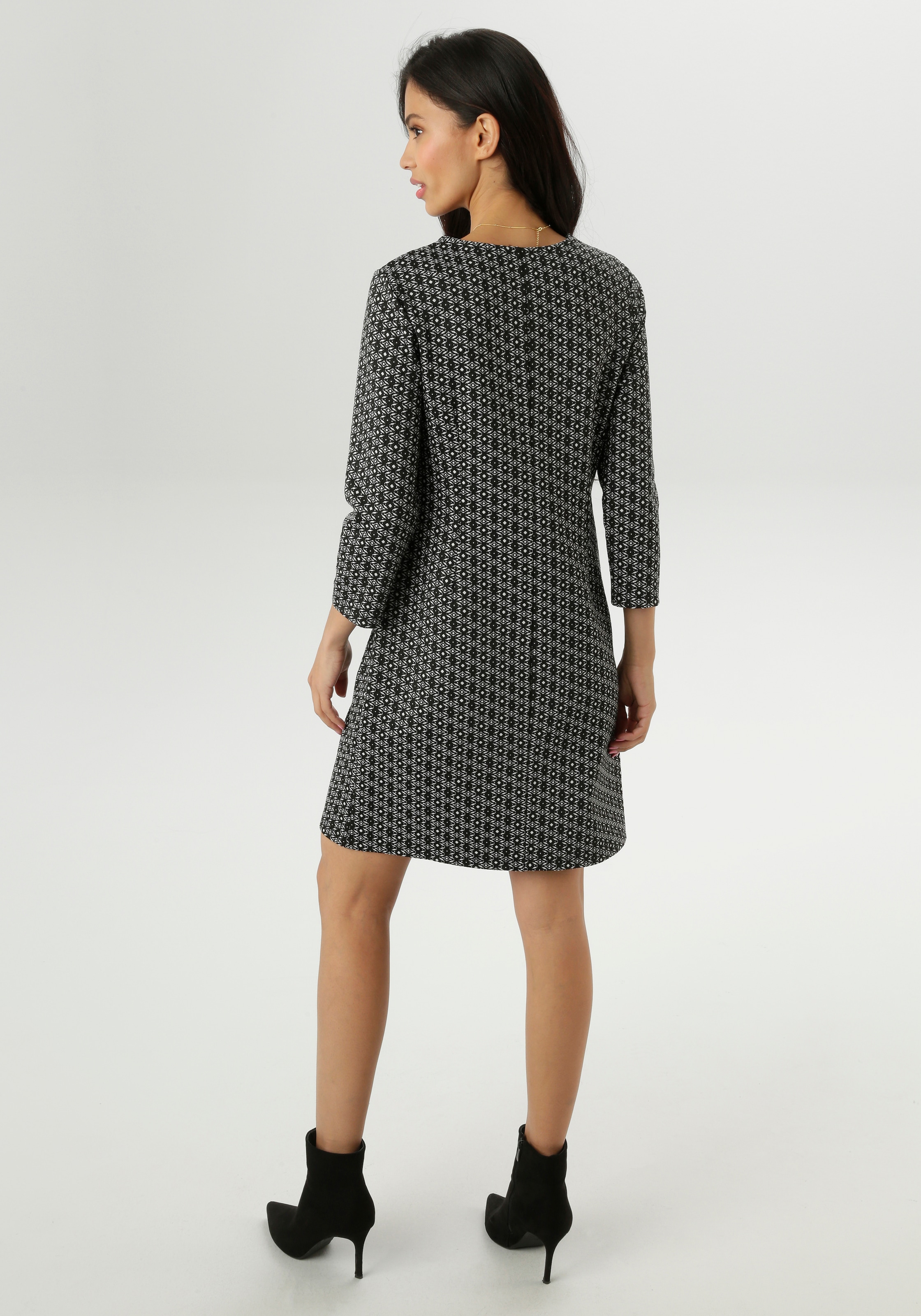 Aniston SELECTED Etuikleid Faketaschen mit grafischer Jacquardmusterung - NEUE KOLLEKTION