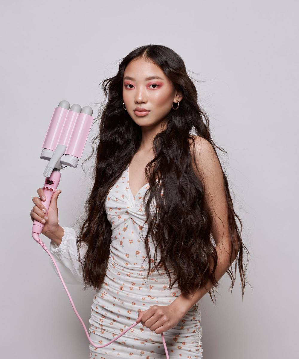 Pro Waver 32mm Dreifaches Keramik Welleneisen Lockenstab  - Pink