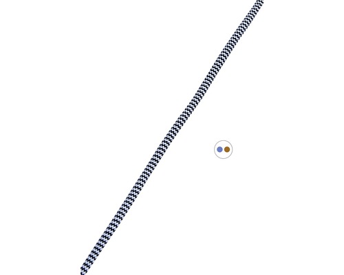 Textielkabel H03VV-F 2x0,75 zwart/zebra, verkocht per meter