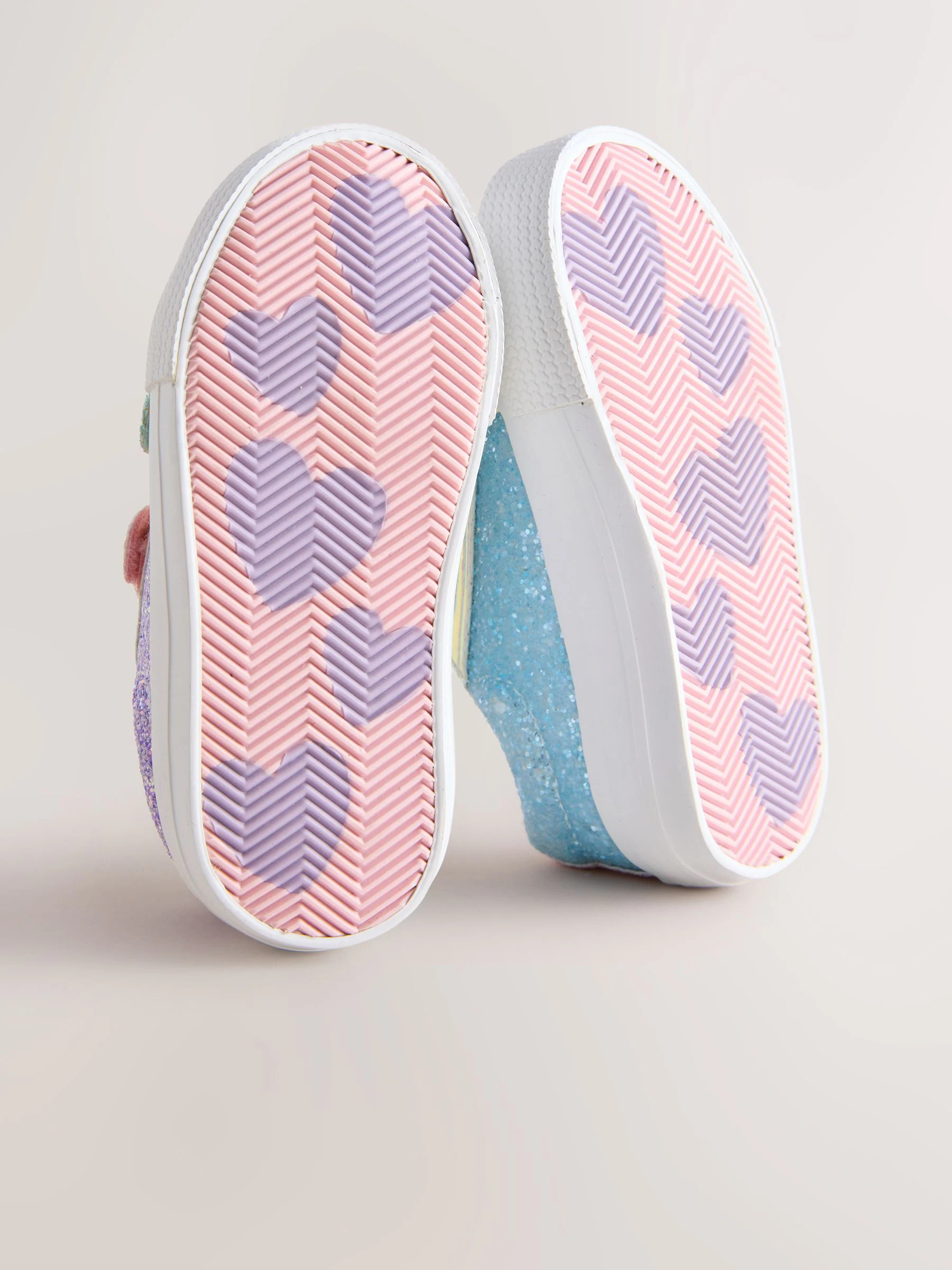 Multi regenboogkleurige glitters - Sneakers met dikke zool en klittenbandsluiting