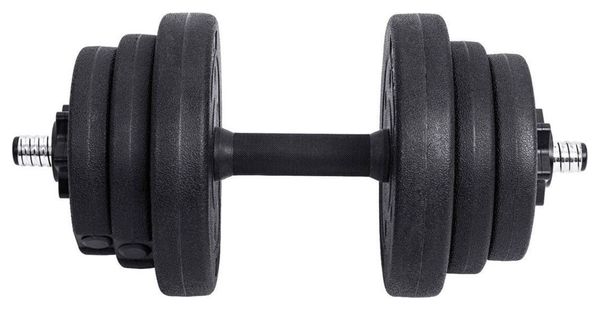 Haltères lot de 2 courts revêtement plastique 2 x 10 kg fitness musculation sport 12_0002036