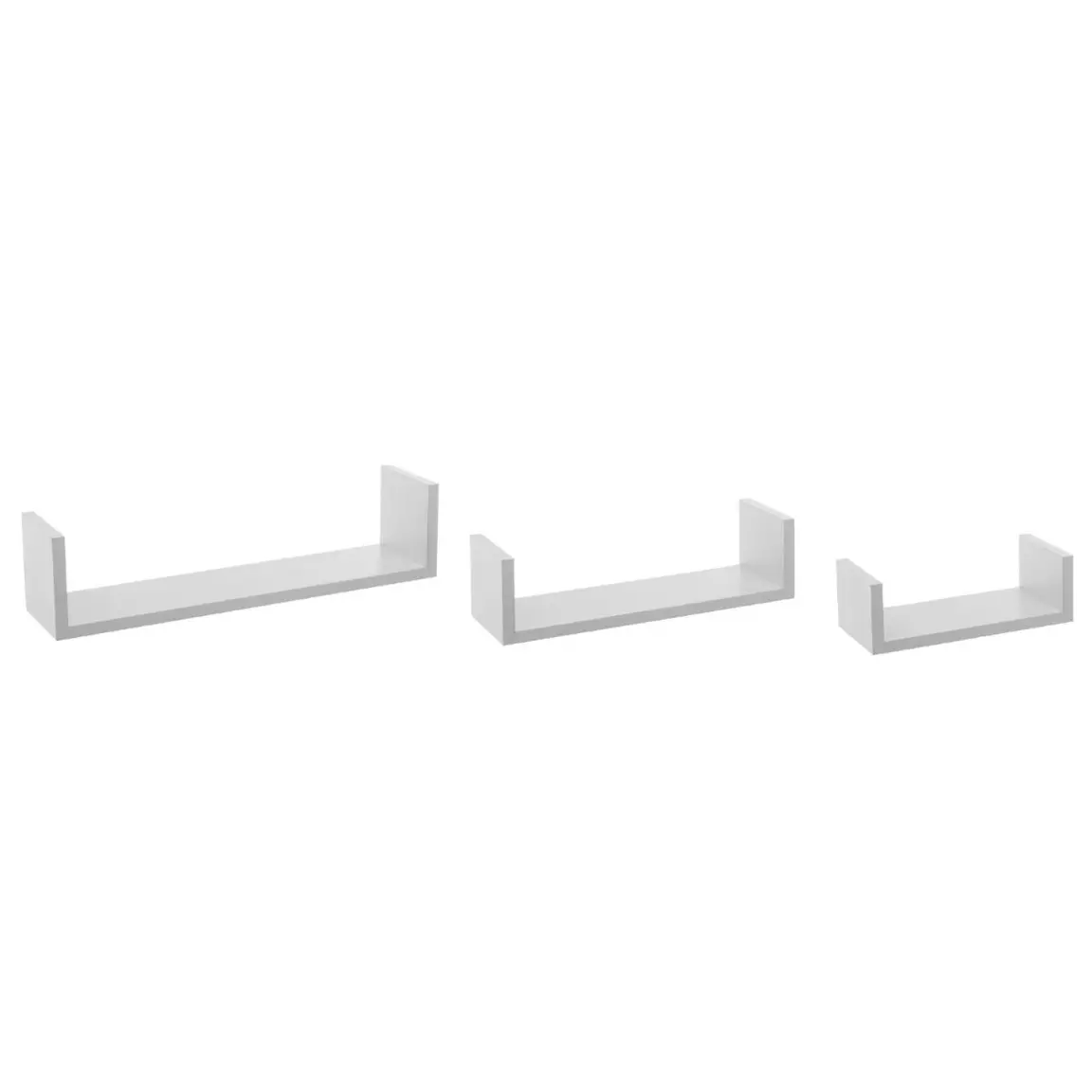 Lot de 3 étagères murales en bois (L22-32-42 cm) Bord Blanc