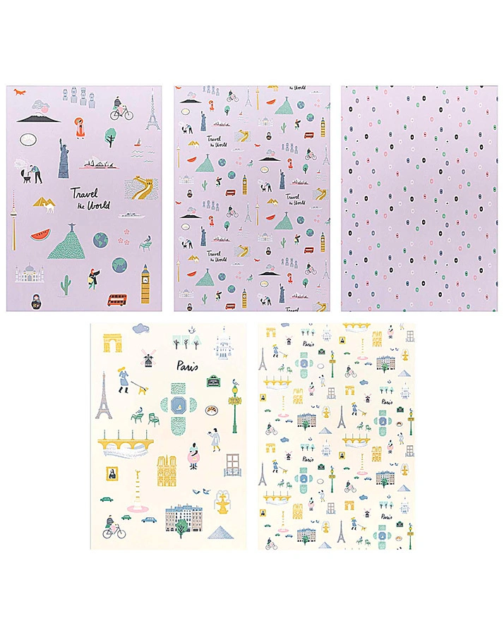 Motivpapier-Block TRAVEL THE WORLD 40 Blatt in natur