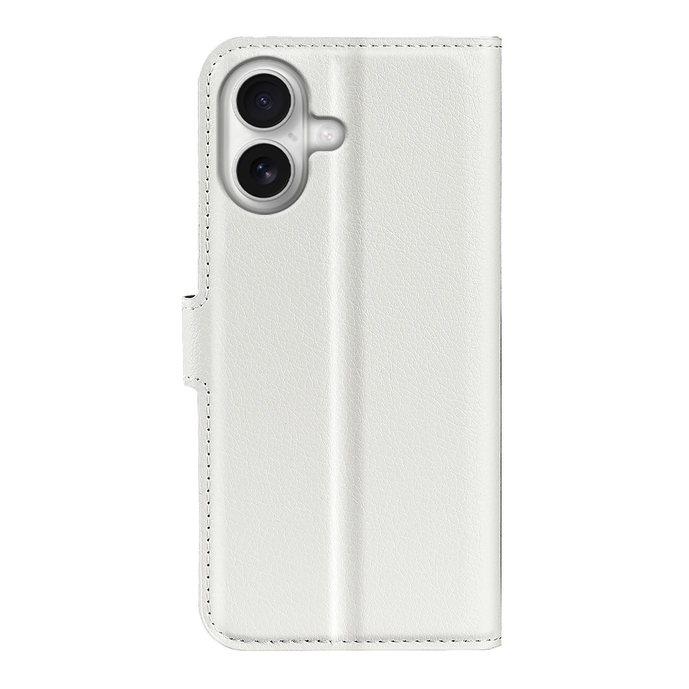 iPhone 17 Leder Tasche Flip Cover Litchi Look - Weiss