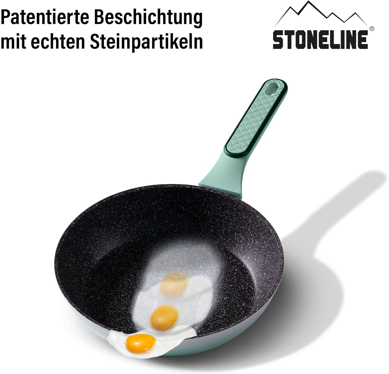 STONELINE Kochgeschirr Set 11-teilig 18/20/24 cm Set Pfannen und Töpfe mit Deckel, Topfset Pfanne Induktion Antihaft Beschichtet mit echten Steinpartikeln, Alle Herdarten, Farbe: Mint